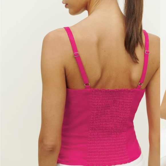 Reformation Cari Linen top in corvette - pink linen tank top - Picture 3 of 6